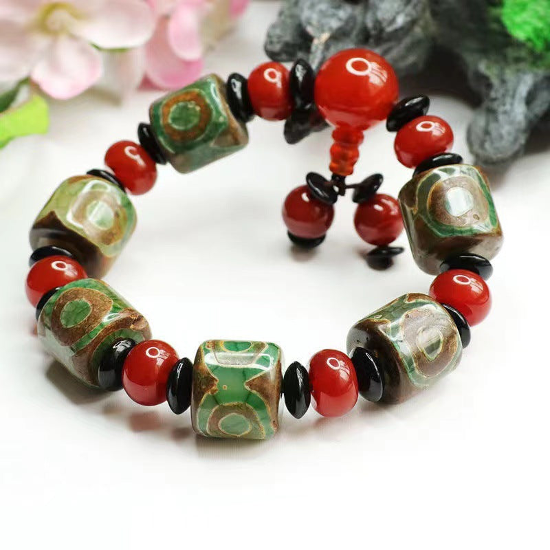 Heavenly Fortune Red Agate Bracelet with Sterling Silver Beads