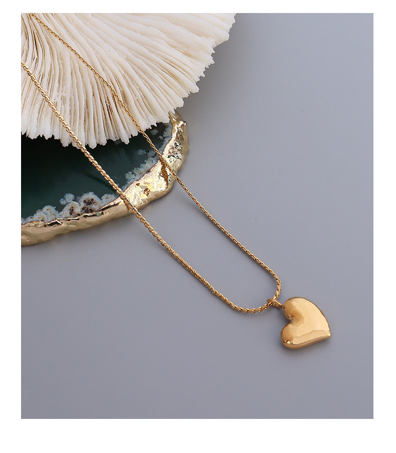 Simple Elegance: Gold Plated Heart Necklace - Women's Cold Wind Jewelry