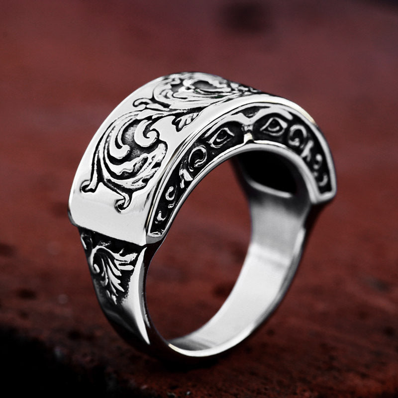 Stylish Engraved Titanium Steel Ring for Men - Cross-Border Fashion Jewelry Wholesale