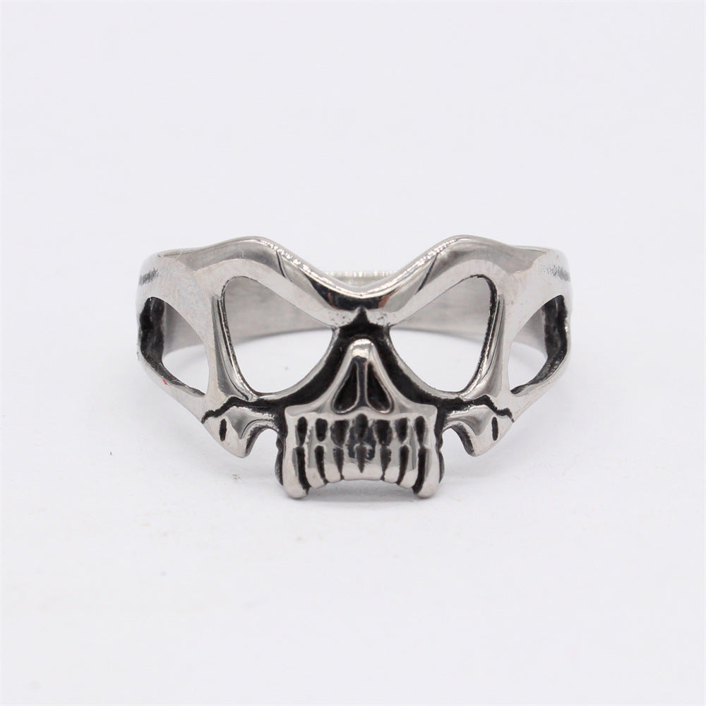 Halloween Hollow Skull Mask Titanium Steel Ring for Men