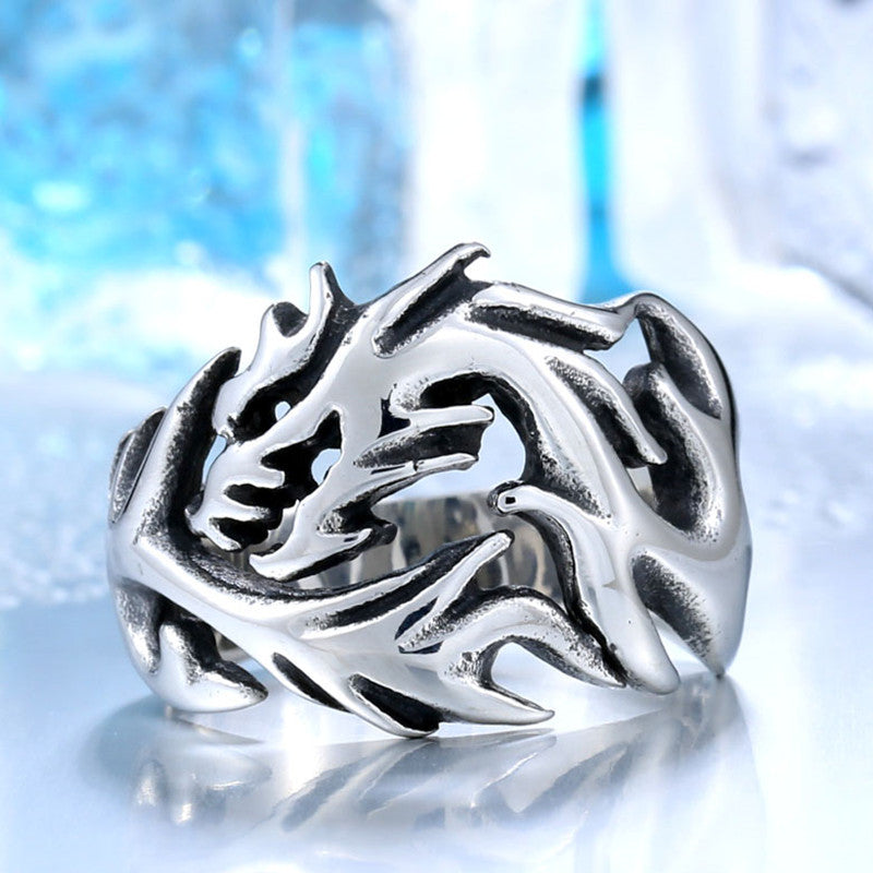 Titanium Steel Dragon Rings for Men - European and American Fashion Wholesale Jewelry