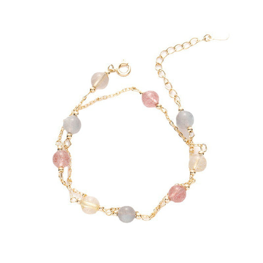 Crystal and Moonlight Stone Double Layered Bracelet for Women