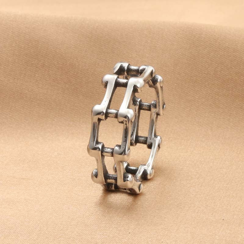 Retro Titanium Steel Chain Ring for Men - Trendy Locomotive Design Accessories