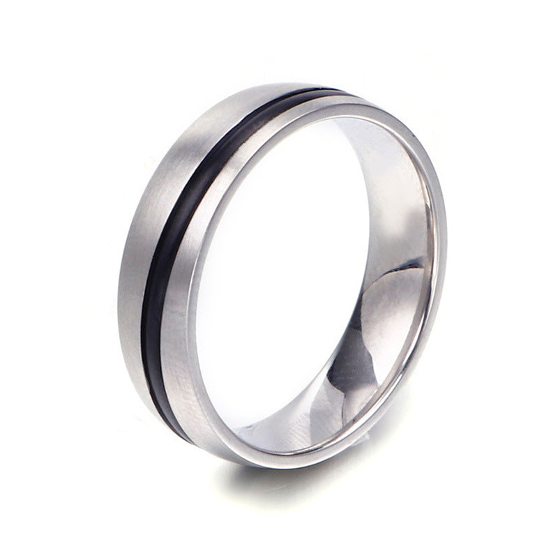 Men's Black Flat Titanium Steel Ring - Simple Stainless Steel Jewelry for Wholesale