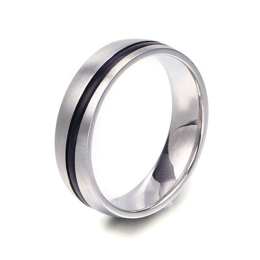 Men's Black Flat Titanium Steel Ring - Simple Stainless Steel Jewelry for Wholesale