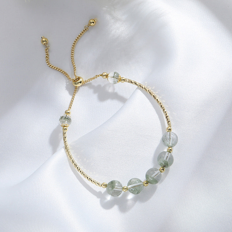 Green Phantom Quartz Treasure Bowl Bracelet for Girlfriend's Birthday