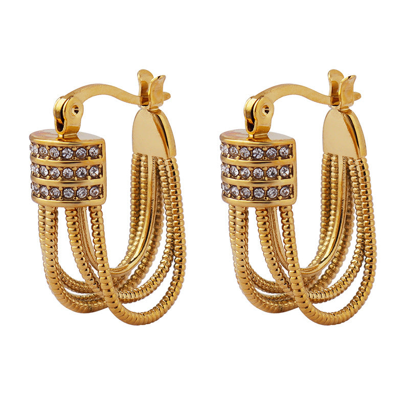 Chic Copper Earrings with Zircon Inlay - Trendy Hong Kong Design