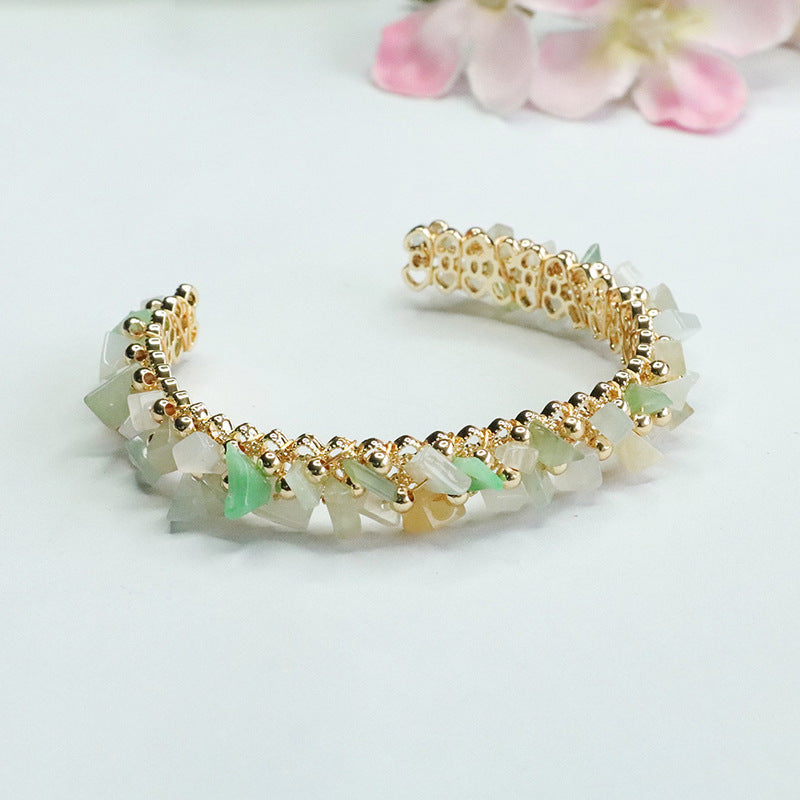 Multicolored Irregular Stone Bracelet with Natural Myanmar Jade