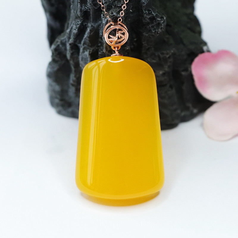 Yellow Chalcedony Pendant Necklace crafted in Sterling Silver with Rose Gold Finish