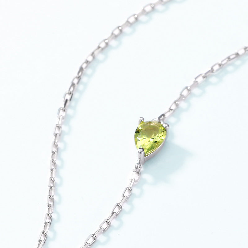 Little Daisy Pendant Olive Green Zircon Sterling Silver Necklace