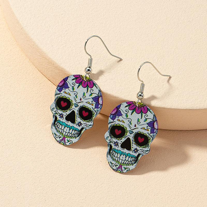 Exaggerated Personality Collection: Skull-Shaped Halloween Earrings for Women