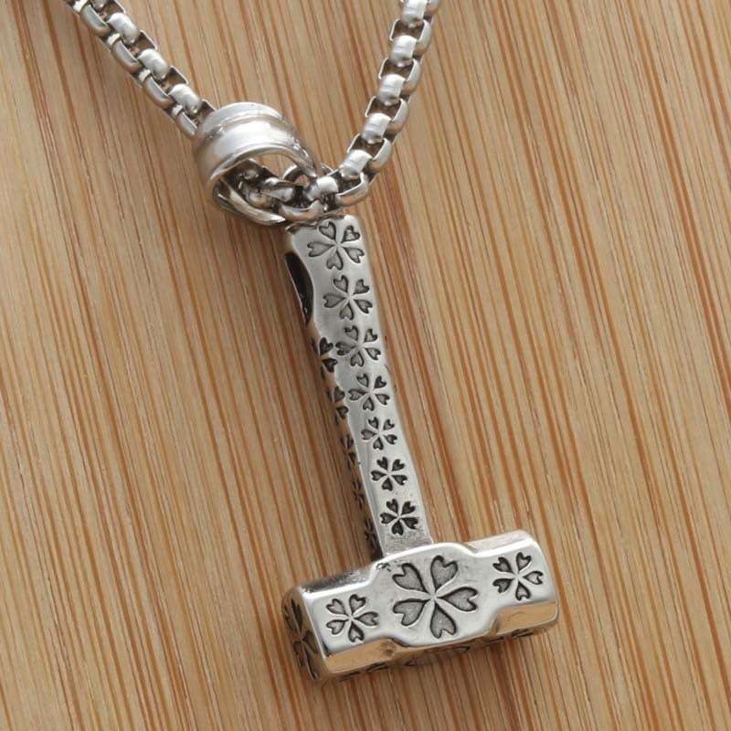 Titanium Steel Punk Hammer Pendant Necklace - Retro Trendy Men's Accessory