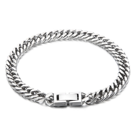 Unisex Retro Stainless Steel Cuban Chain Bracelet for Hip-Hop Style