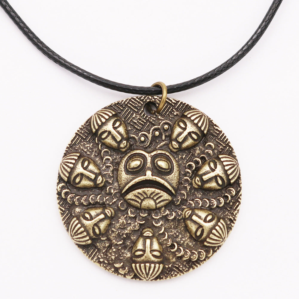 Viking OgmaMedallion Round Metal Necklace - European and American Fashion Jewelry