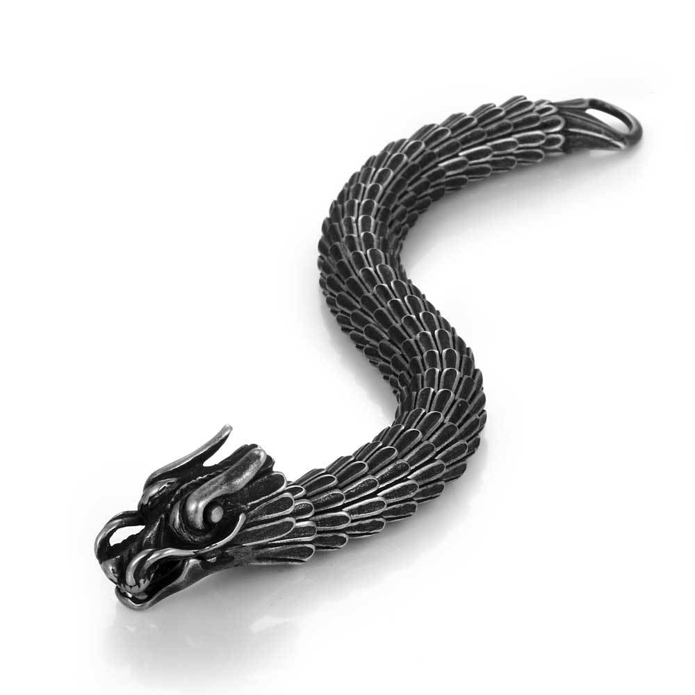 Titanium Steel Dragon Scale Bracelet for Men - Retro European and American Design