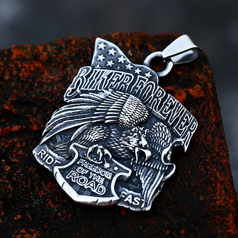 Wholesale Retro Titanium Steel Eagle Shield Pendant for Men – European and American Style