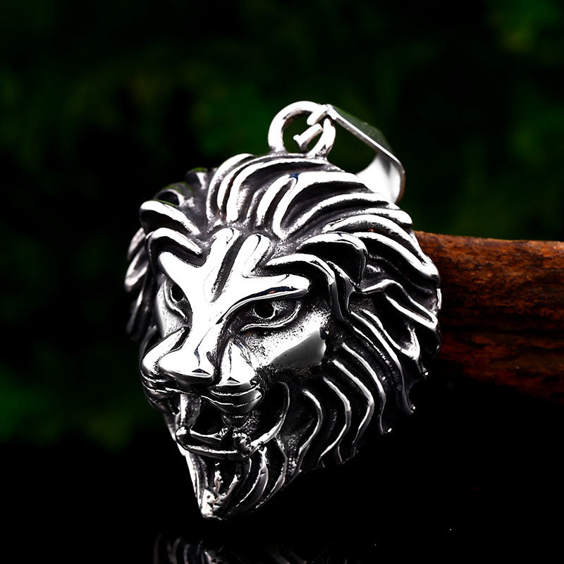 Titanium Steel Lion Head Pendant for Men - Domineering Animal Jewelry Wholesale