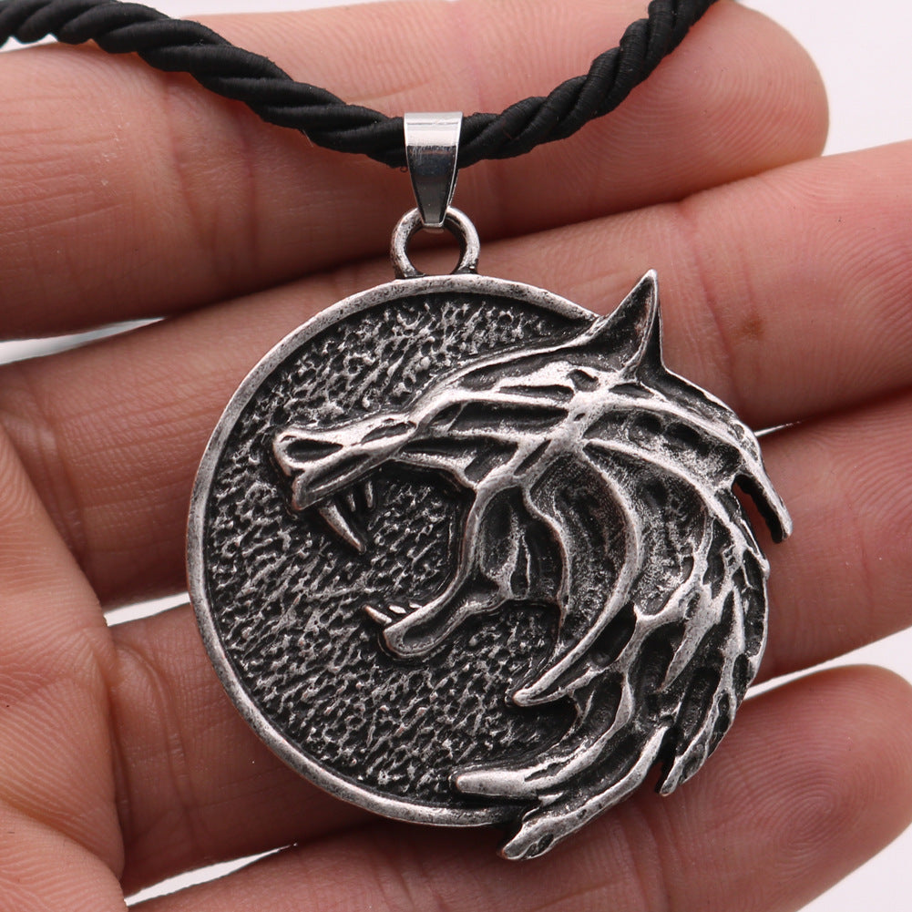 Wizard Wolf Head Necklace for Men - Norse Legacy Collection