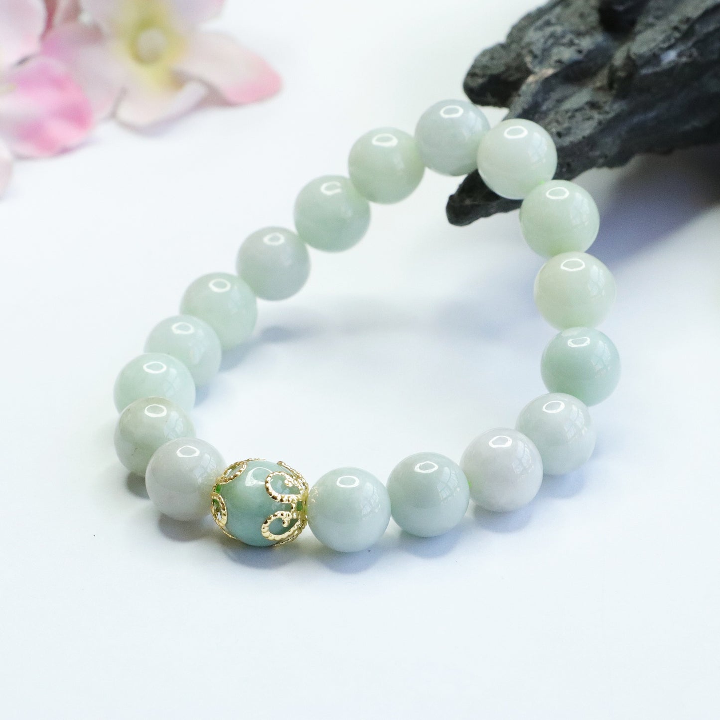 Fortune's Favor Sterling Silver Jade Bead Bracelet