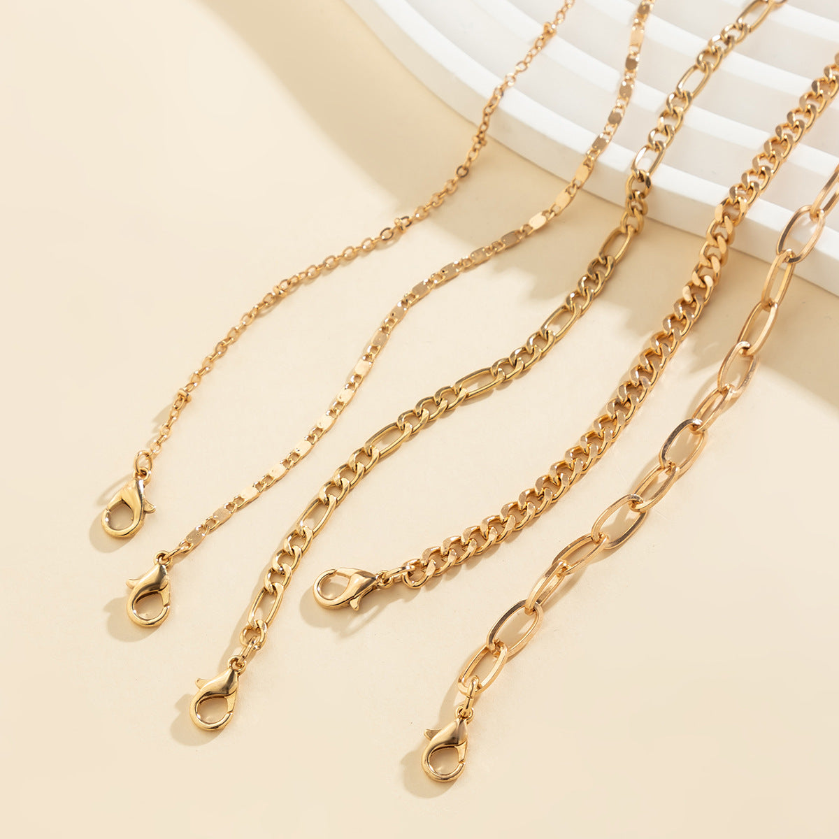 Stylish Cross-border Women's Gold Bracelet Set with Elegant Cuban Chain