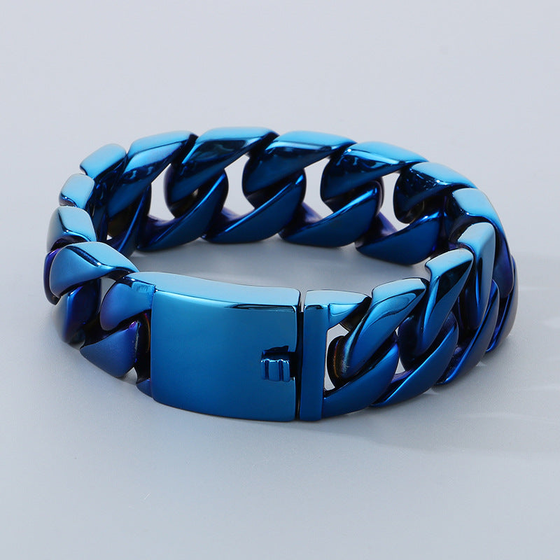 Trendy High-Texture Polished Titanium Steel Cuban Chain Bracelet for Men