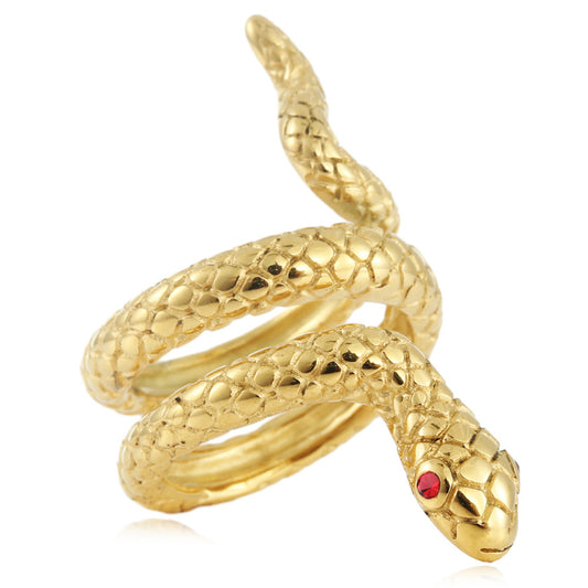 Retro Trendy Men's Titanium Steel Snake Ring - Personalized Animal Accessory