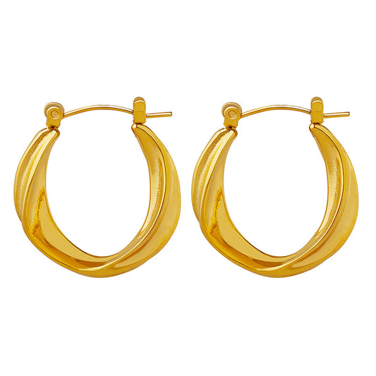 Golden Twisted C-Shaped Earrings with Personalized Feminine Touch