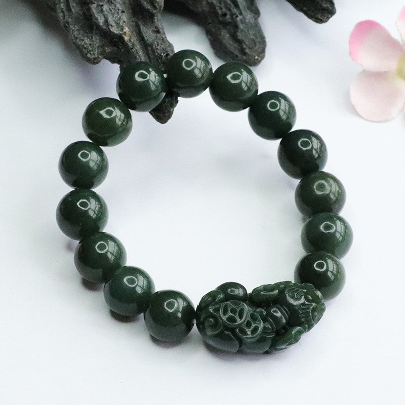 Qingpixiu Black Sheep Sterling Silver Jade Bracelet