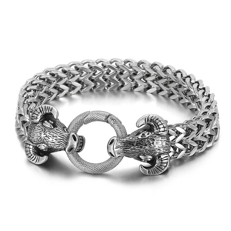 Zodiac-Inspired Double-Layer Titanium Steel Bracelet for Men