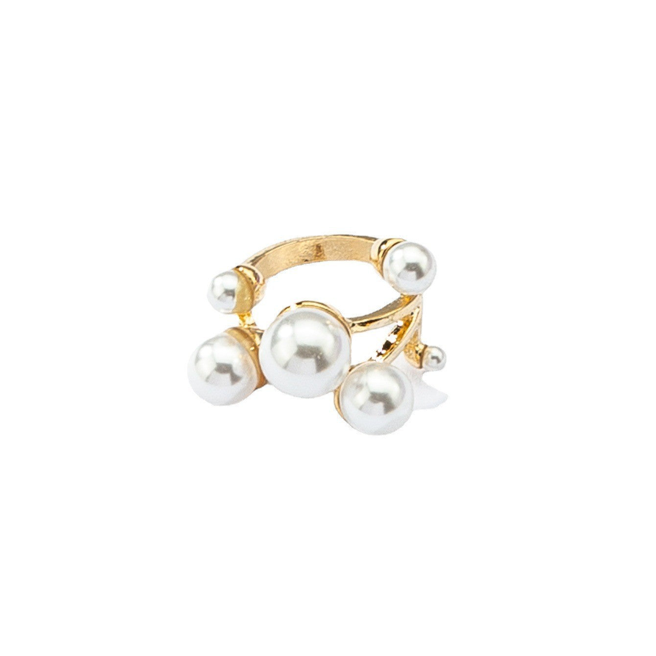 Extravagant Pearl Ring with Irregular Hollow Design - Vienna Verve Collection