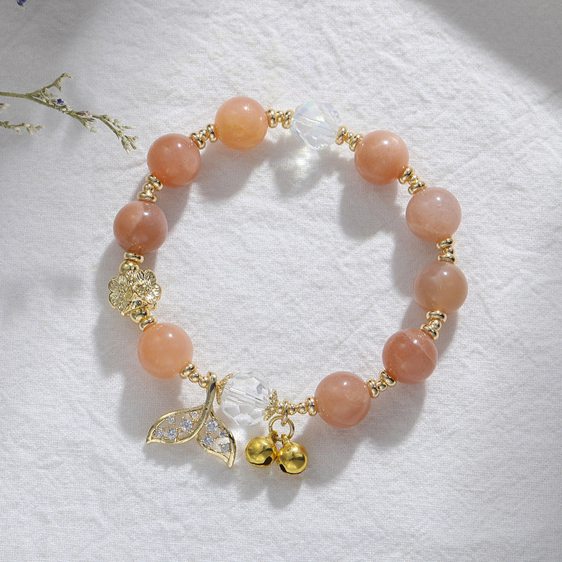 Fortune's Favor Orange Moonstone Crystal Sterling Silver Bracelet