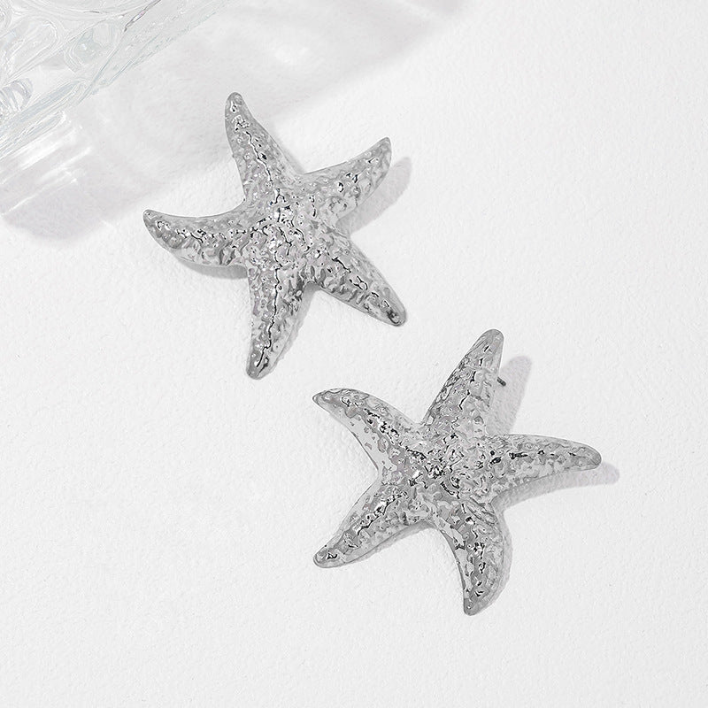 Stylish Starfish Shape Metal Stud Earrings for Women - Vienna Verve Collection