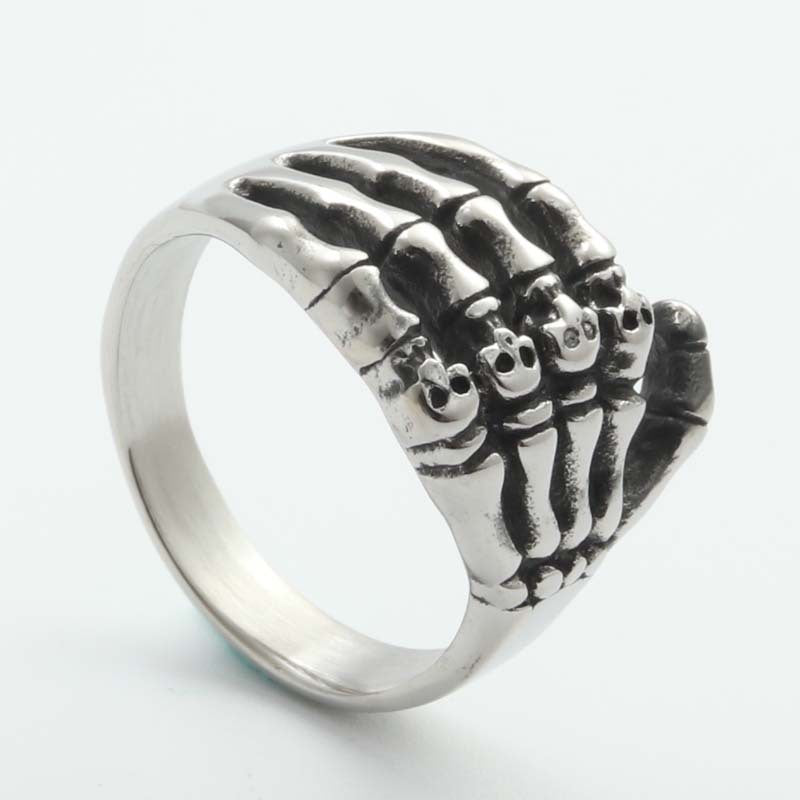 Titanium Steel Skull Ring for Men - Retro Trendy Ghost Claw Design Directly from Manufacturer