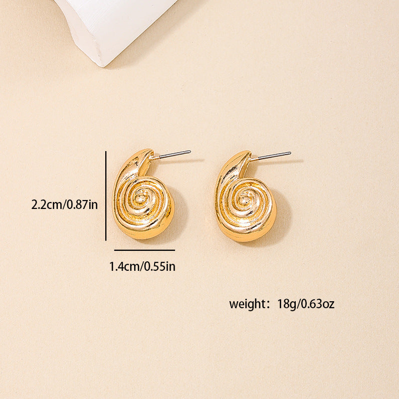 Fashionable Instagram Style Metal Spiral Pattern Women's Earrings