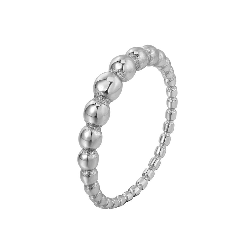 Korean Style Pearl Small Ring in Titanium Steel for Women