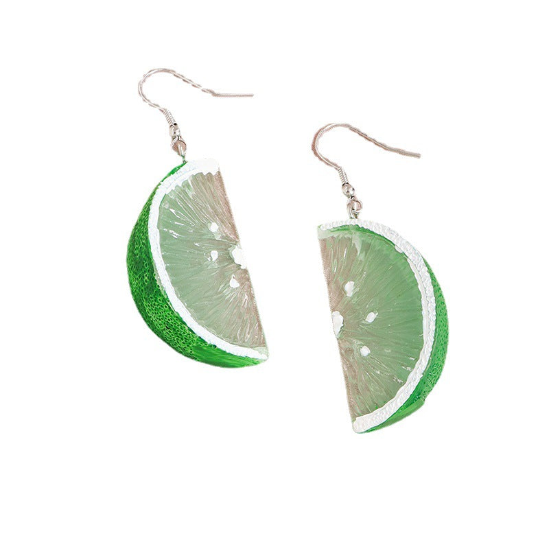 European-American Internet Celebrity Green Lemon Earrings with a Minimalist Twist