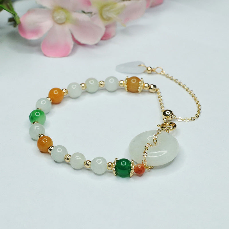 Fortune's Favor Natural Jade Sterling Silver Bracelet with Safe Buckle