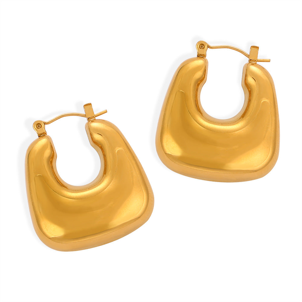 Geometric U-Shaped Gold-Plated Earrings - Everyday Genie Collection