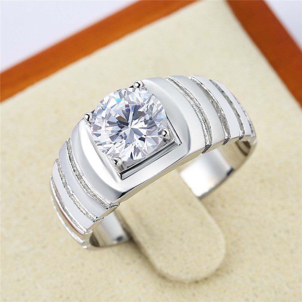 Men's Titanium Steel Zircon Wedding Party Ring