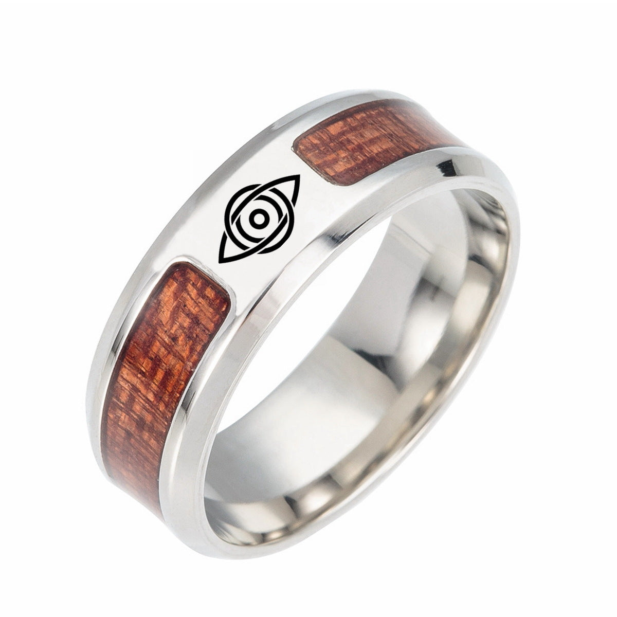 European Charm Steel Rune Ring with Celtic Knot for Men