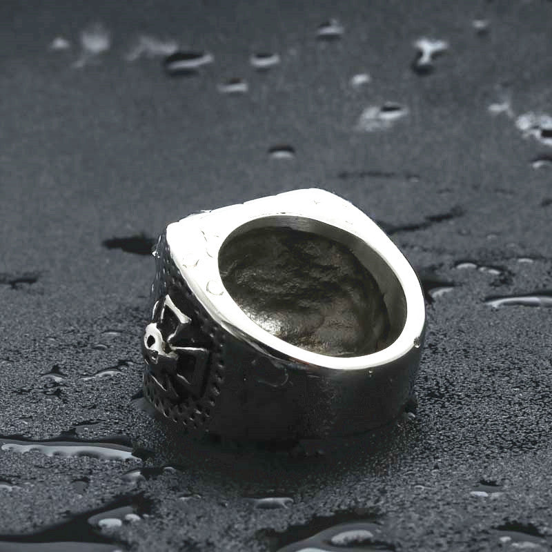 Titanium Steel Skull Ring for Men - Retro Punk Ghost Head Design, Direct from Manufacturer