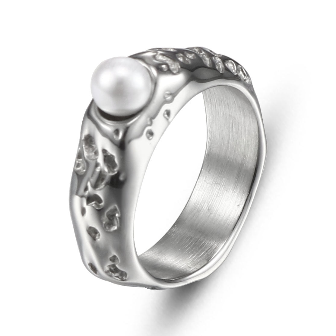 Trendy Titanium Steel Ring with Tinfoil Pattern for Women - Simple and Stylish Jewelry