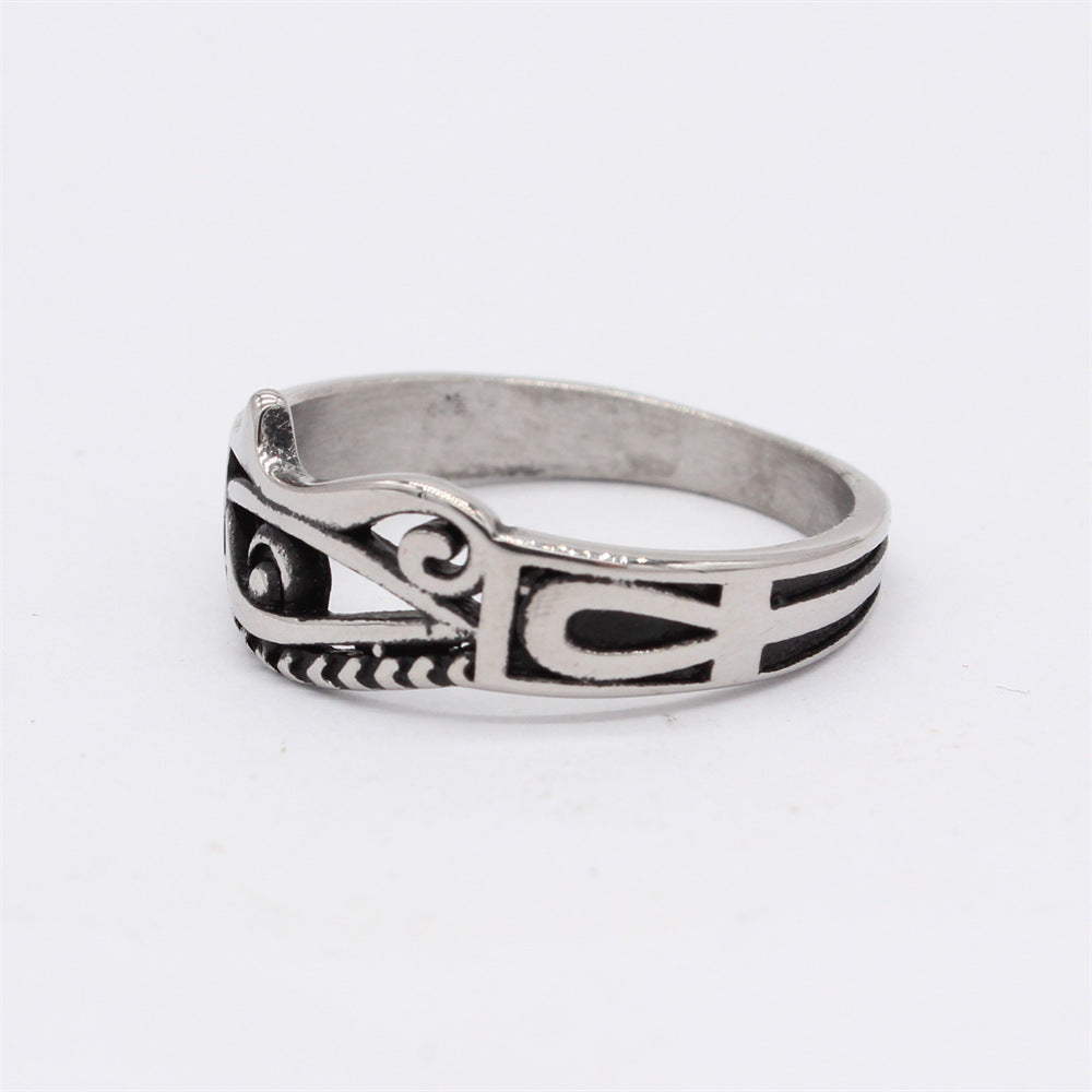 Retro Horus Eye Titanium Steel Men's Ring