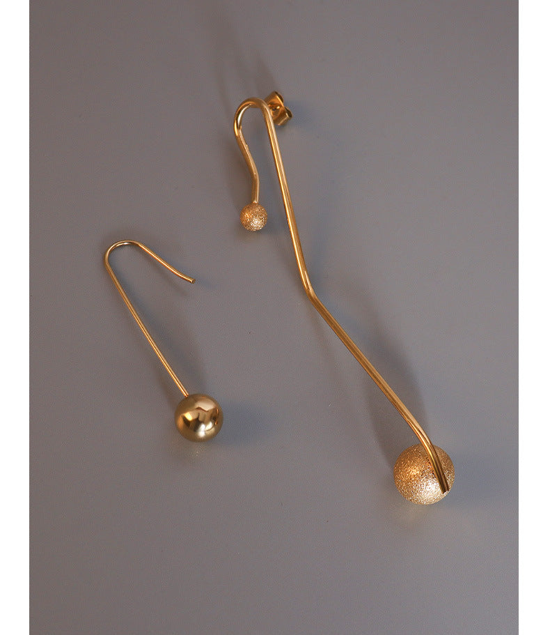 Exaggerated Irregular Gold Sand Earrings with Titanium Steel Design