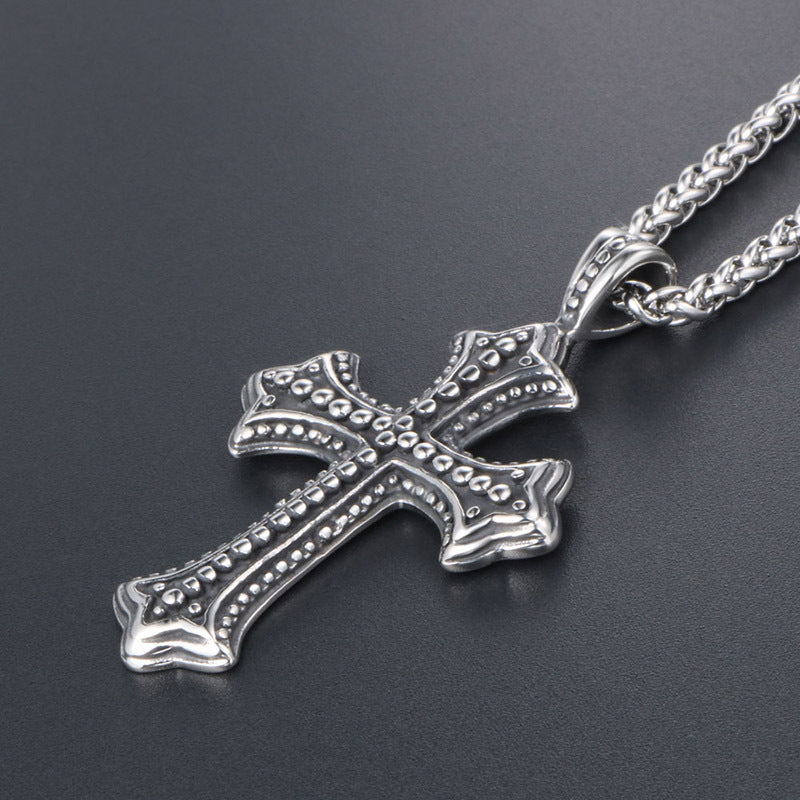 Korean-Inspired Titanium Steel Cross Pendant Necklace for Men – Unique Fashion Accessory