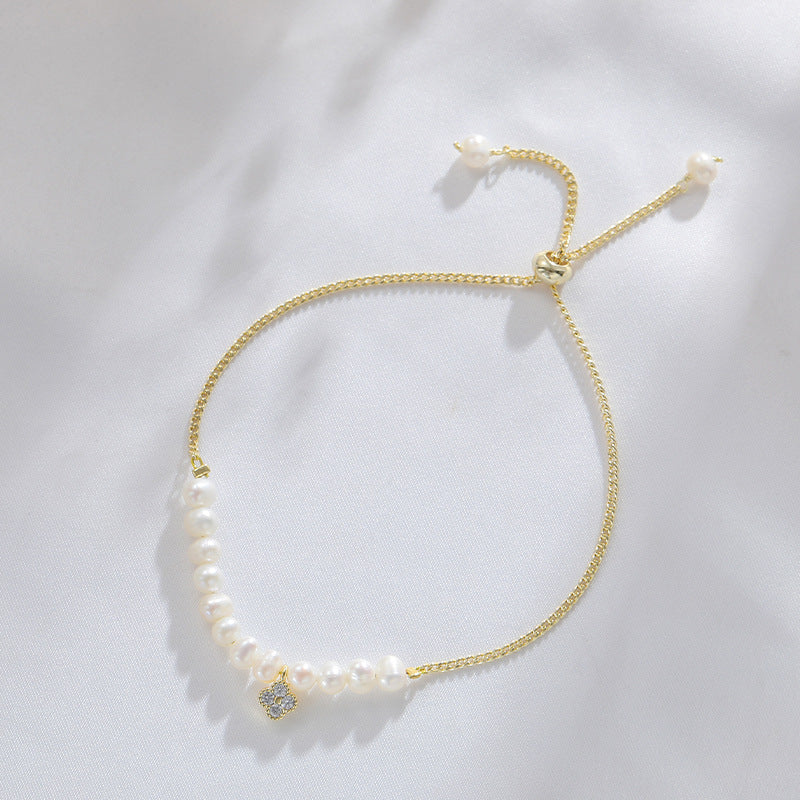 French Tassel Sterling Silver Bracelet with Natural Pearls