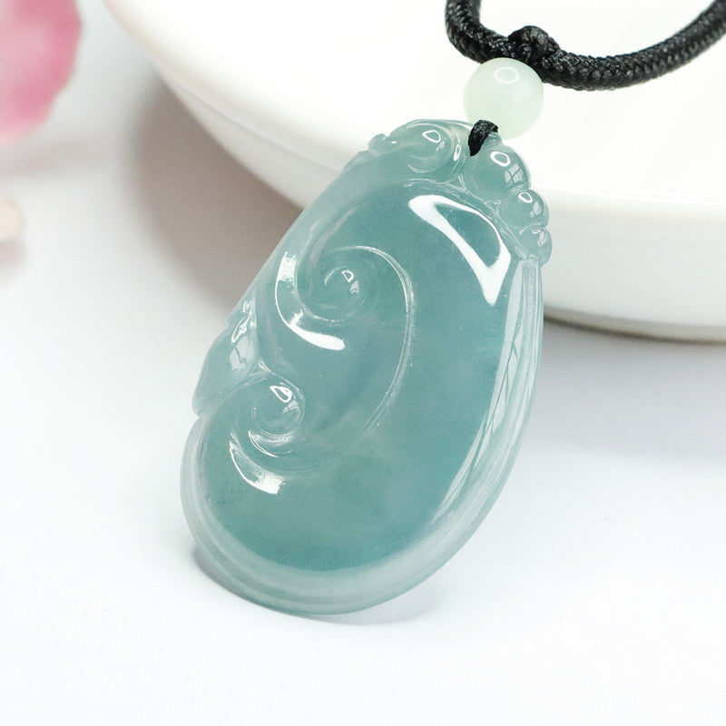 Fortune's Favor Sterling Silver Ruyi Jade Pendant