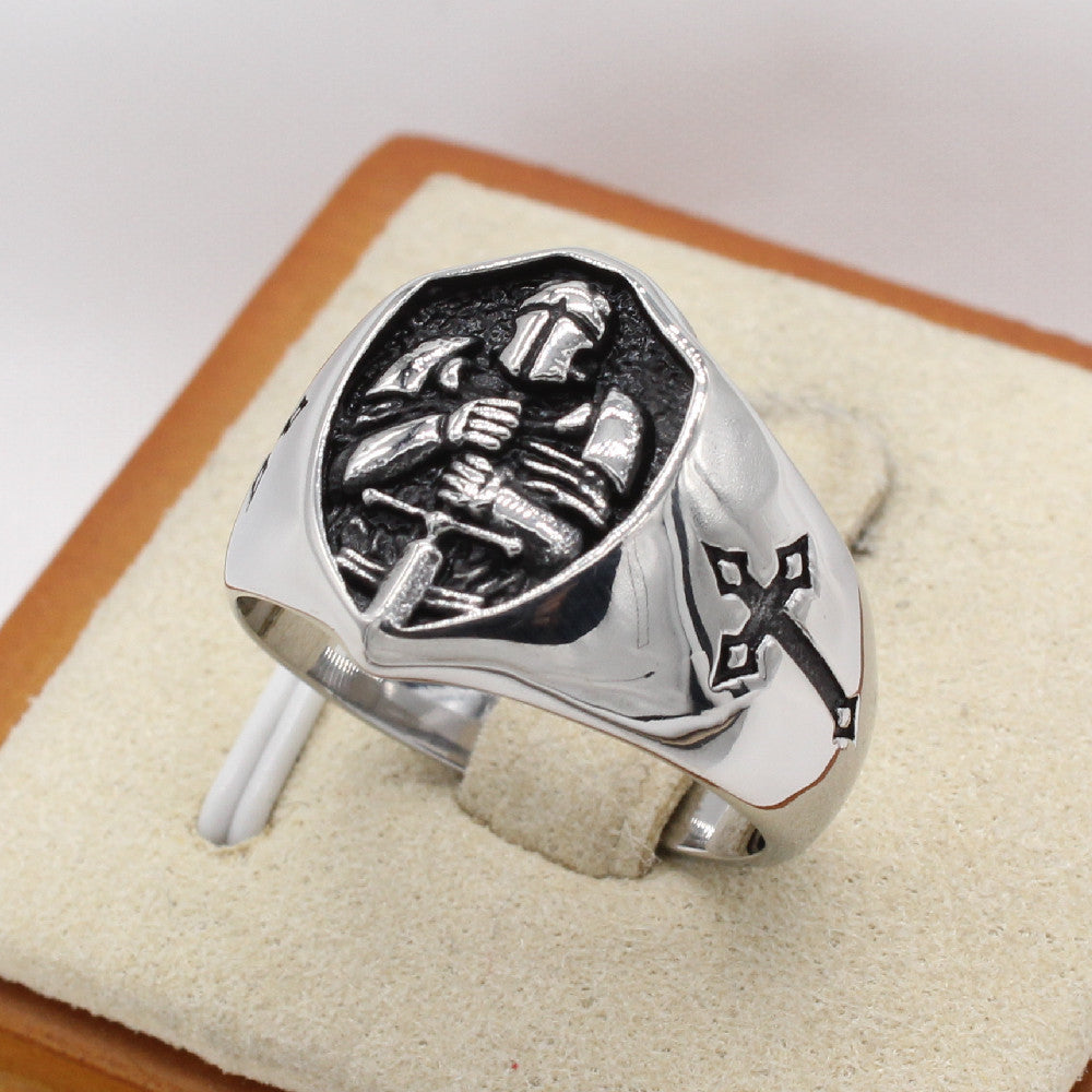 Personalized Retro Titanium Steel Ninja Warrior Ring for Men - European and American Style