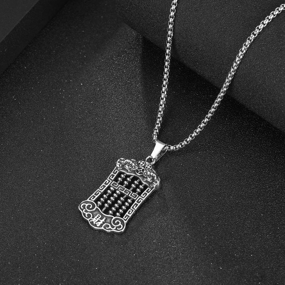 Titanium Steel Nostalgic Lucky Pendant Necklace for Stylish Men