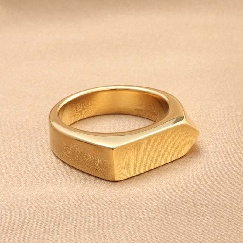 Titanium Steel Retro Polished Ring for Men - Trendy Rectangular Accessory from European and American Jewelry Collection